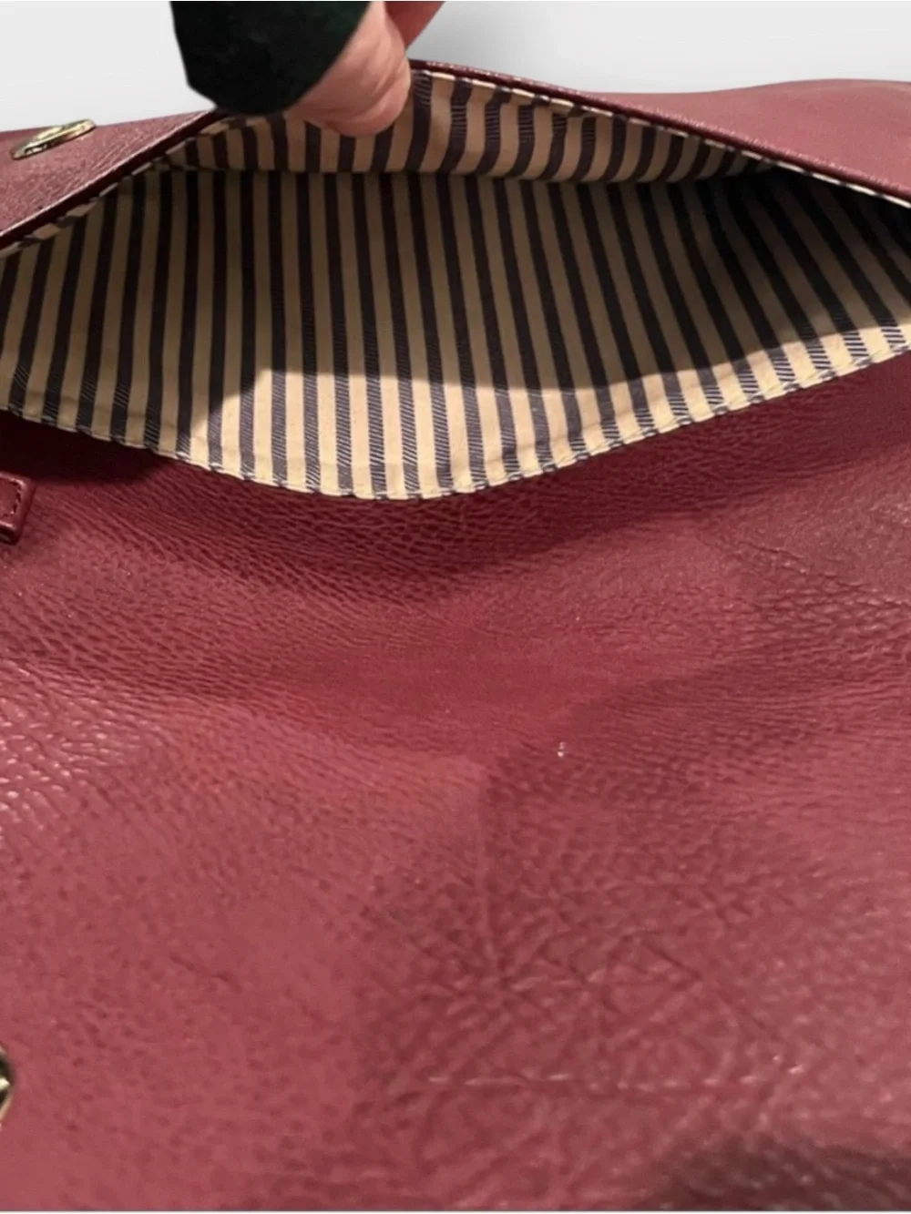 Burgundy Foldover Tassel Crossbody Bag with Chain Strap